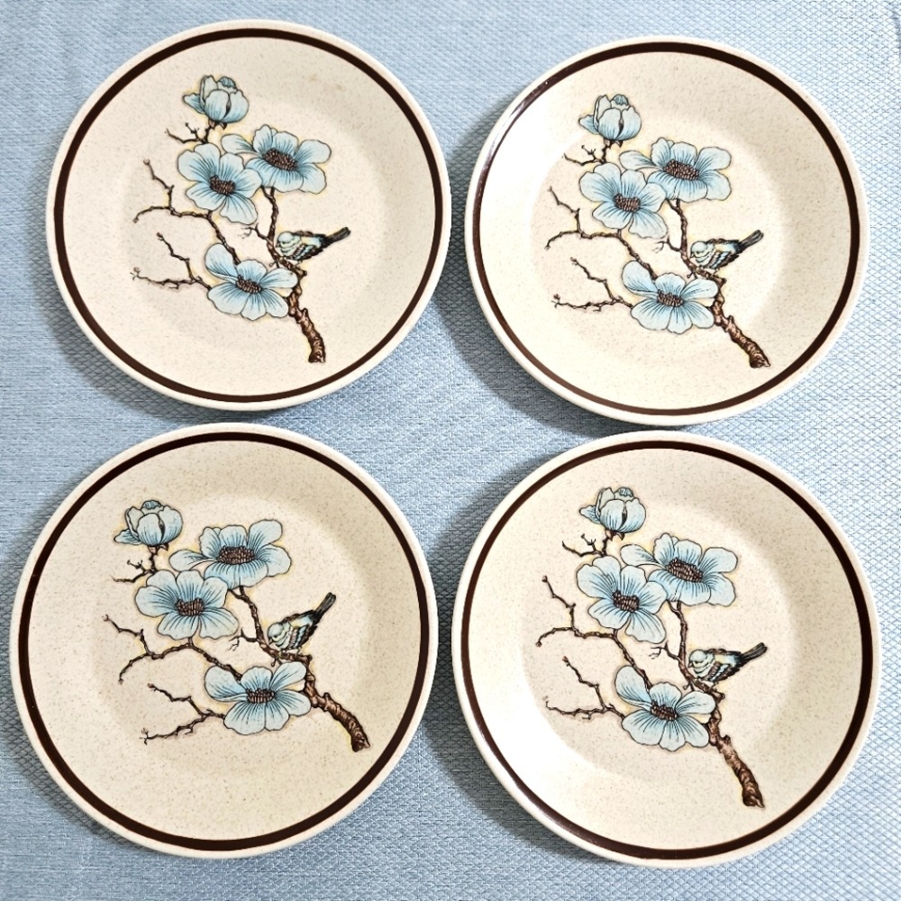 Vintage LENOX Temper-Ware SOFTWIND Bread & Butter Plates Set of 4 70s USA Floral